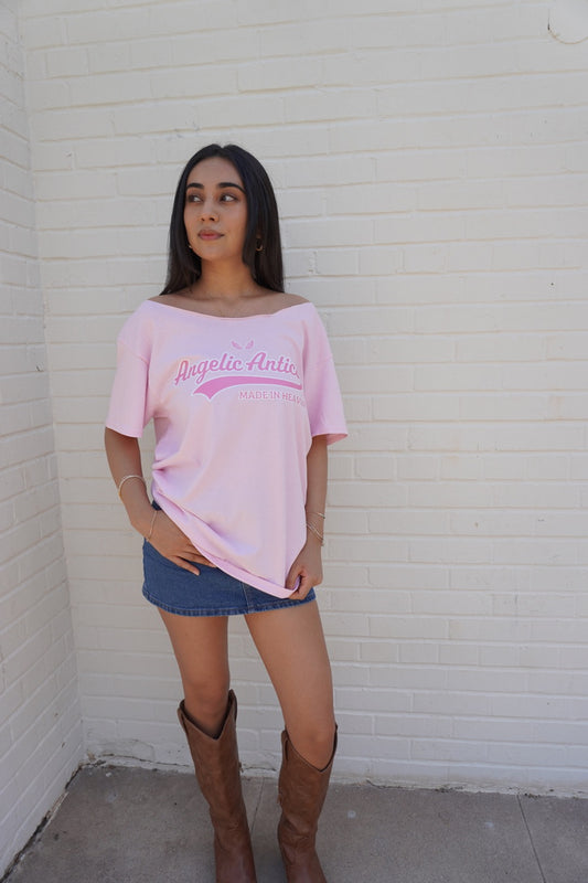 Spring Training Off Shoulder Oversized Tee
